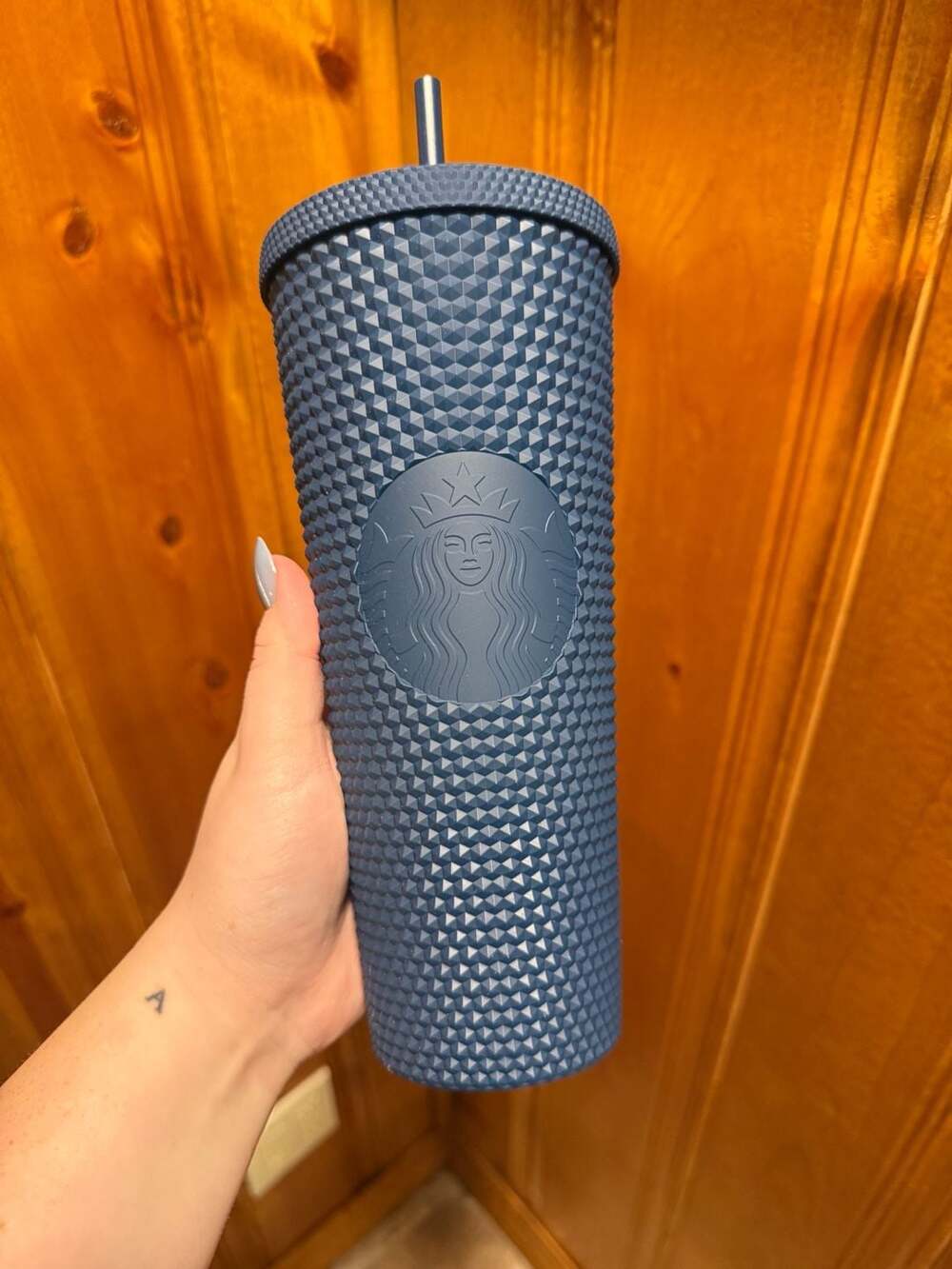 Starbucks NWT 2022 Mexico Navy Blue Soft Touch Studded Tumbler 24oz